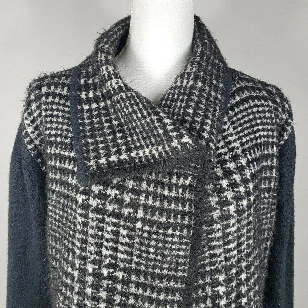 Ava Couture Women's Mohair Blend Open Cardigan Mohair Sweater Coat Houndstooth